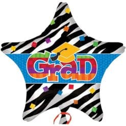 19" STR Grad Black Stripes Foil Balloon