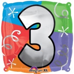 18" SQR #3 Quad Foil Balloon