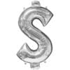 40" SHP Silver '$' Foil Balloon 1 40&Quot; Shp Silver '$' Foil Balloon