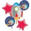 BQT Blast Off Birthday Balloons 5 PCS 2 Bqt Blast Off Birthday Balloons 5 Pcs