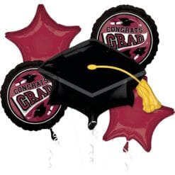 BQT Burgundy Congrat Grad BLLNS 5PCS