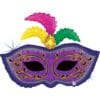 34" SHP Mardi Gras Feather Mask Foil BLN 1 34&Quot; Shp Mardi Gras Feather Mask Foil Bln
