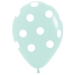 11&Quot; Printed White Polka Dots On Pastel Matte Astd Latex Balloons 50Ct