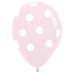 11&Quot; Printed White Polka Dots On Pastel Matte Astd Latex Balloons 50Ct