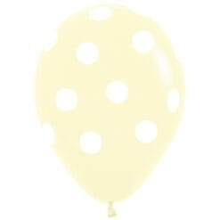 11&Quot; Printed White Polka Dots On Pastel Matte Astd Latex Balloons 50Ct