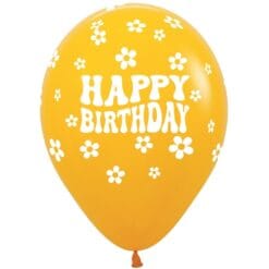 11&Quot; Happy Birthday Daisies Print Latex Balloons 50Ct