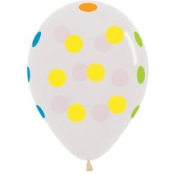11" Printed Neon Dots On Clear Latex Balloons 50CT 8 11&Quot; Printed Neon Dots On Clear Latex Balloons 50Ct