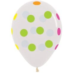 11" Printed Neon Dots On Clear Latex Balloons 50CT 9 11&Quot; Printed Neon Dots On Clear Latex Balloons 50Ct