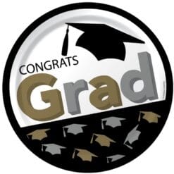 Grad Caps Plate Paper 7" 8CT