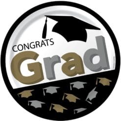 Grad Caps Plate Paper 9" 8CT