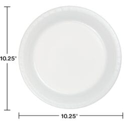 White Plate Plastic Round, 10" 20CT