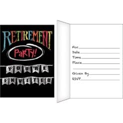 Retirement Chalk Invitations 8CT
