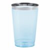 Blue Plastic Tumblers Translucent W/Silver Rim 12Oz 8Ct
