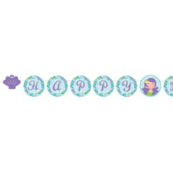 Mermaid Friends Happy Birthday Letter Banner w/Ribbon