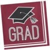 Burgundy Grad Napkins Beverage 36Ct