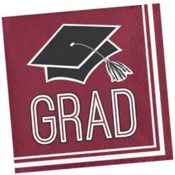 Burgundy Grad Napkins Beverage 36CT