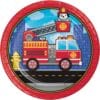 Flaming Fire Truck Plates 9&Quot; 8Ct