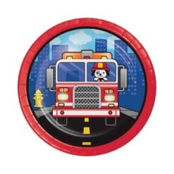 Flaming Fire Truck Plates 7" 8CT