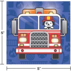 Flaming Fire Truck Napkins Beverage 16CT