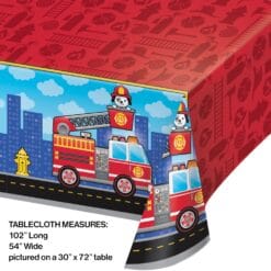 Flaming Fire Truck Table Cover Plastic 54" x 102" Ea