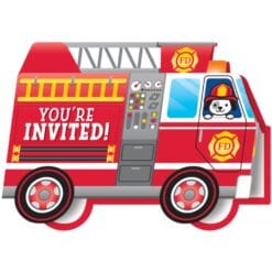 Flaming Fire Truck Invitations 8CT
