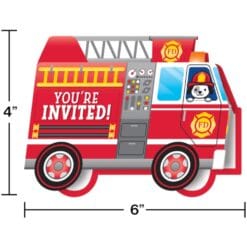 Flaming Fire Truck Invitations 8CT