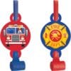 Flaming Fire Truck Blowouts w/Medallions 8CT 1 Flaming Fire Truck Blowouts W/Medallions 8Ct