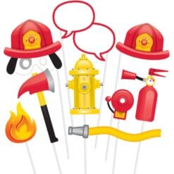 Flaming Fire Truck Photo Props 10pcs