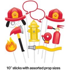 Flaming Fire Truck Photo Props 10pcs