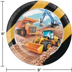 Big Dig Construction Plates 9" 8CT