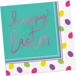 Foil Easter Eggs w/Happy Easter Napkins Lunch 18CT