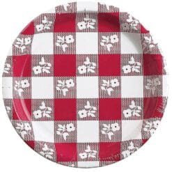 Red Gingham Plates 9" 8CT