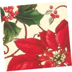 Classic Poinsettia Napkins Beverage 16CT