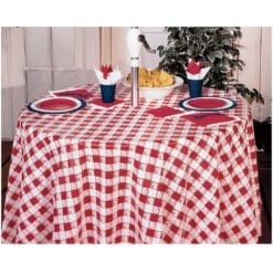 Red Gingham Tablecover Plastic RND 82"