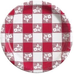 Red Gingham Plates, 10" Banquet 8CT