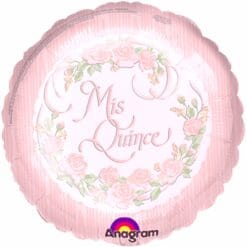 18" RND Mis Quince Pink w/Pink Roses