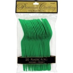 Festive Green Premium Plastic Forks 20CT