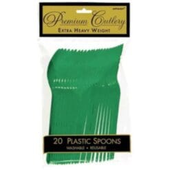 Festive Green Premium Plastic Spoons 20CT