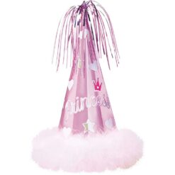 Princess Foil Fringe Cone Party Hat Pink w/Marbu EA