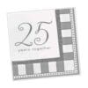 Silver 25Th Anniversary Wishes Napkins Beverage 16Ct