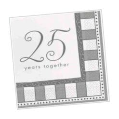 Silver 25th Anniversary Wishes Napkins Beverage 16CT