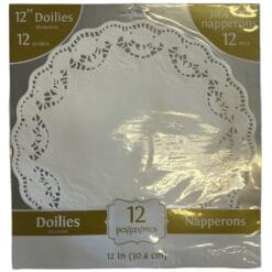 Whie Paper Round Doilies 12" 12CT