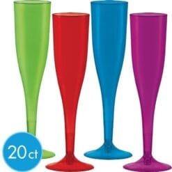 Champagne Glasses Multi Colored 6oz 20CT