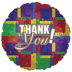 18" RND Thank You Rectangles Foil BLLN