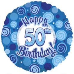 18" RND Dazzeloon Blue 50th Bday BLLN