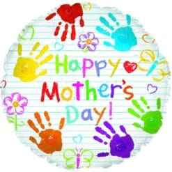 18" RND Mother's Day Handprints Balloon