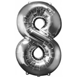 34&Quot; Nbr Silver #8 Foil Balloon