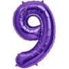 34" NBR Purple #9 Foil Balloon