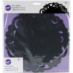 Black Round Paper Doilies 10" 10CT