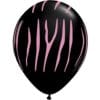 11" Black w/Pink Zebra Stripes Printed Latex Balloons 50CT